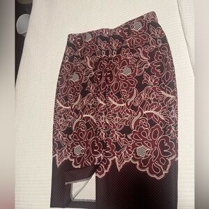 ECI New York Burgundy and Cream Floral Skirt